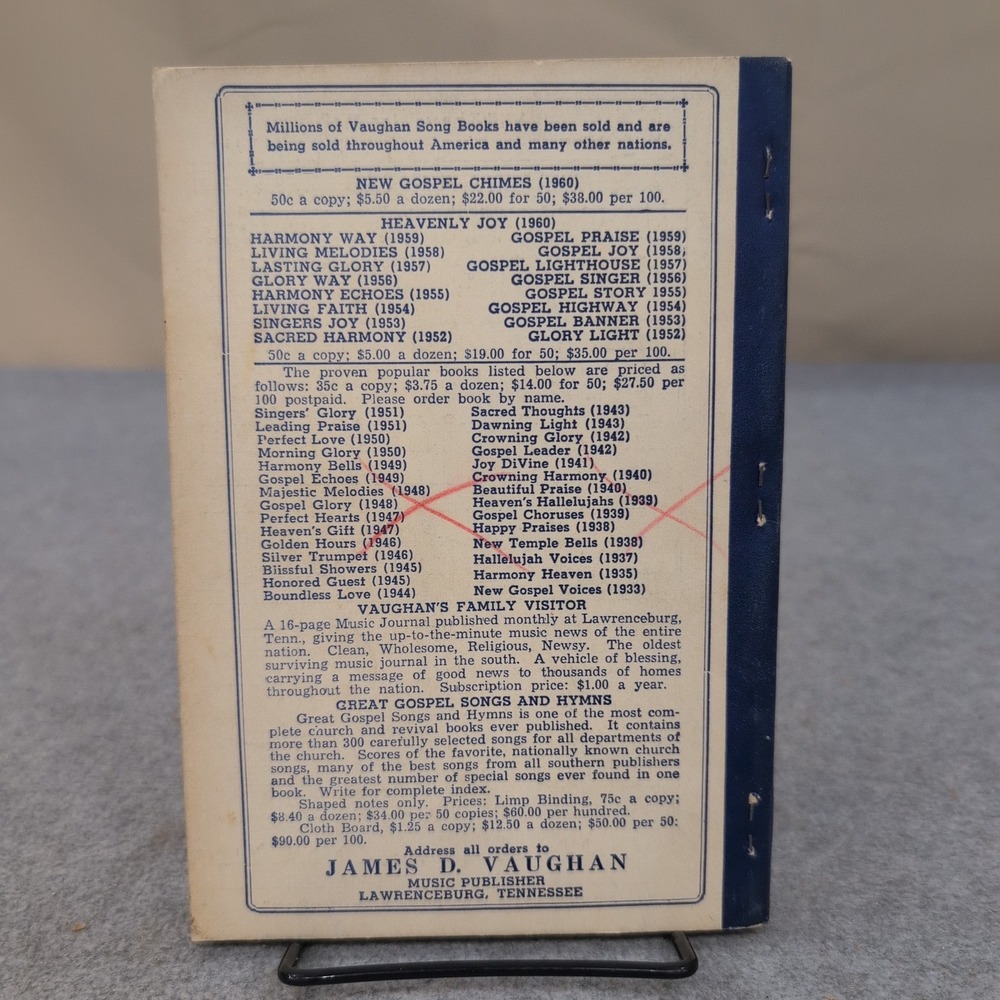 New Gospel Chimes 1960 James D Vaughan Shaped Note Gospel Song Book Hymnal - Picture 2 of 4
